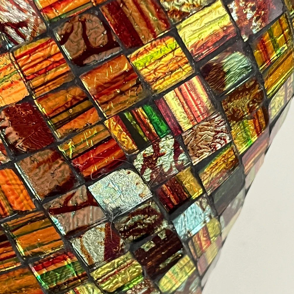 Pier 1 Imports Mosaic Glass Vase Home Decor‎ OS Multicolor Iridescent Cylinder